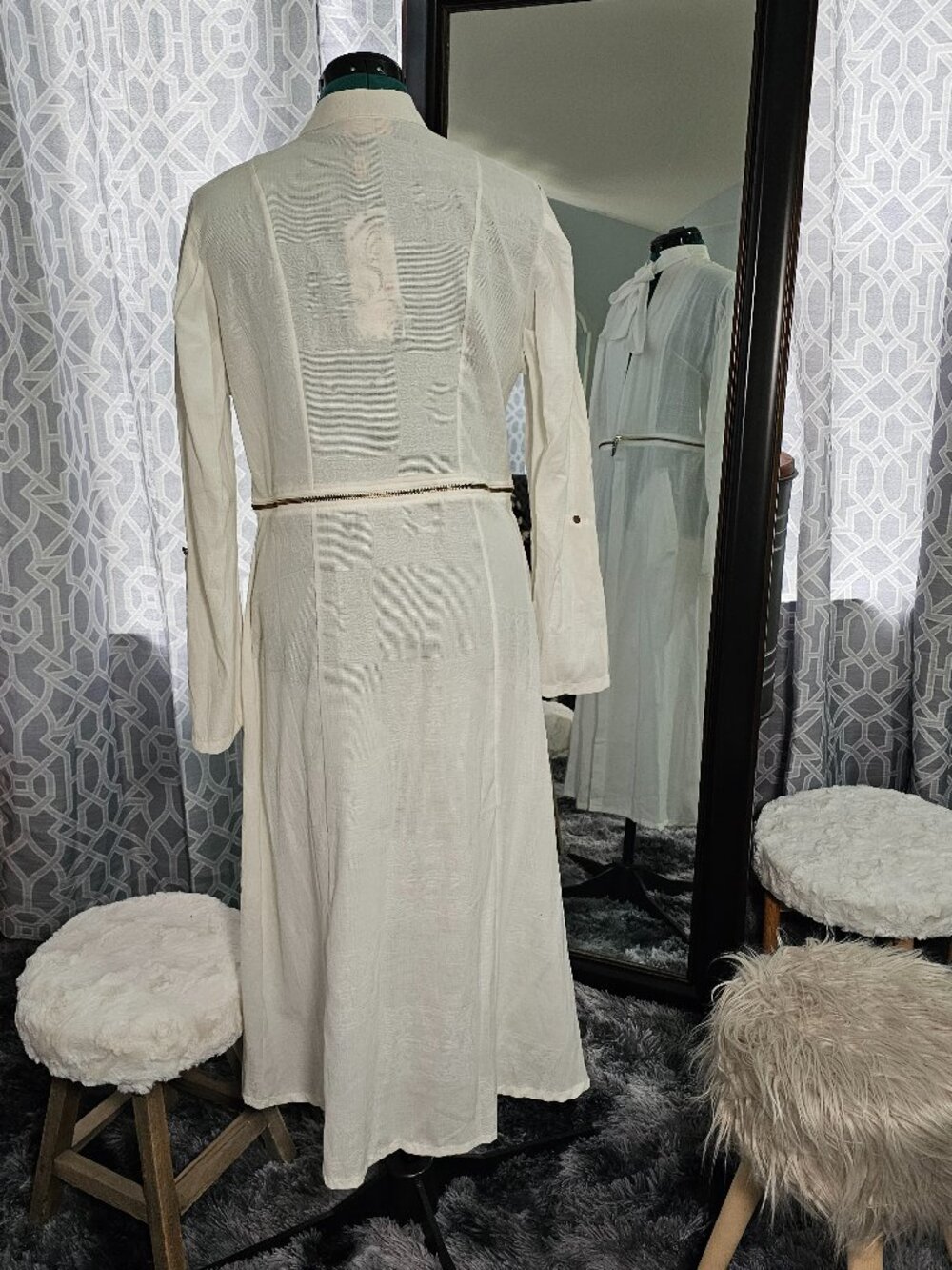 Miss Sis FNK Cream Convertible 2‑in‑1 Duster Dress & Cropped Jacket – NWT - Picture 3 of 8